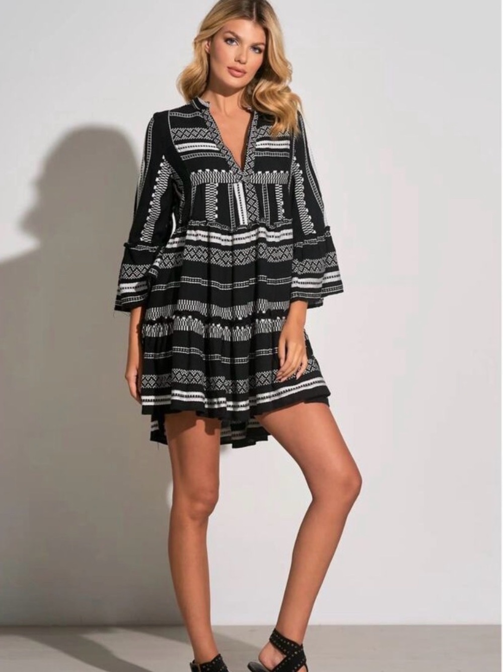Elan Aztec Print Babydoll Summer Dress